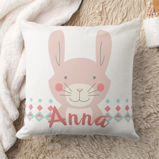 ウサギパーソナライズされた枕 クッション (ブランケット)