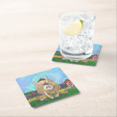 ウサギパーティーセンター スクエアペーパーコースター (インサイチュ)