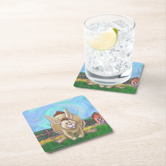 ウサギパーティーセンター スクエアペーパーコースター (インサイチュ)