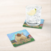 ウサギパーティーセンター スクエアペーパーコースター (インサイチュ)