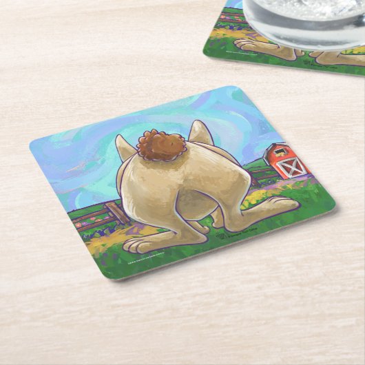 ウサギパーティーセンター スクエアペーパーコースター (アングル)