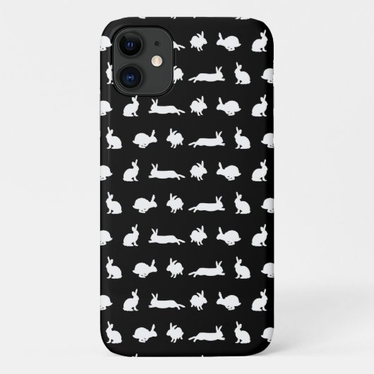 ウサギフィーバー iPhone 11 カバー (ブラック) (裏面)