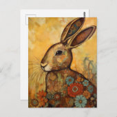 ウサギフローラコラージュ ポストカード (正面/裏面)