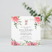 ウサギフローラ |緑の赤ちゃんシャワー 招待状 (スタンド正面)