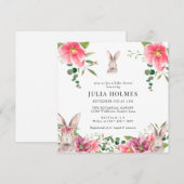 ウサギフローラ |緑の赤ちゃんシャワー 招待状 (正面/裏面)