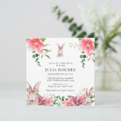 ウサギフローラ |緑の赤ちゃんシャワー 招待状 (スタンド正面)