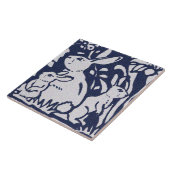 ウサギブルーグレーライトストーンウッドランドアニマルアート タイル (側面)