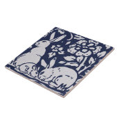 ウサギブルーグレーライトストーンウッドランドアニマルアート タイル (側面)