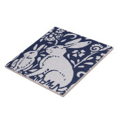 ウサギブルーグレーライトストーンウッドランドアニマルアート タイル (側面)