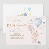 ウサギベビーシャワーボーイ 招待状 (正面/裏面)