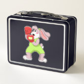 ウサギボクシングでボクシング手袋 メタルランチボックス (裏面)