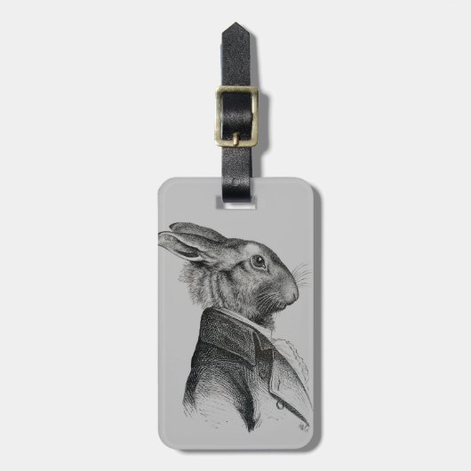 ウサギポートレートプロファイル ラゲッジタグ (正面縦)