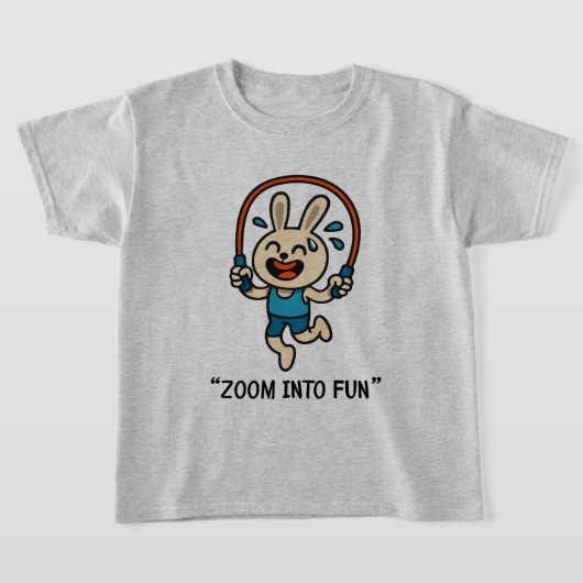 「ウサギマスクでジャンプが楽しいよ – 子供用Tシャツ」 Tシャツ (レイダウン)