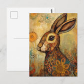 ウサギレトロフローラコラージュ ポストカード (正面/裏面)