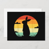 ウサギレトロヴィンテージ80sスタイルバニーラバー シーズンポストカード (正面/裏面)