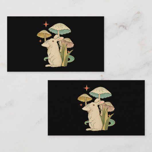 ウサギヴィンテージコテージコーエティックラビットオンムス 名刺 (正面/裏面)