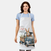 ウサギヴィンテージトラックハローコールド日 エプロン (着用した状態)