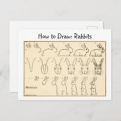 ウサギヴィンテージ葉書の描き方 ポストカード (正面/裏面)