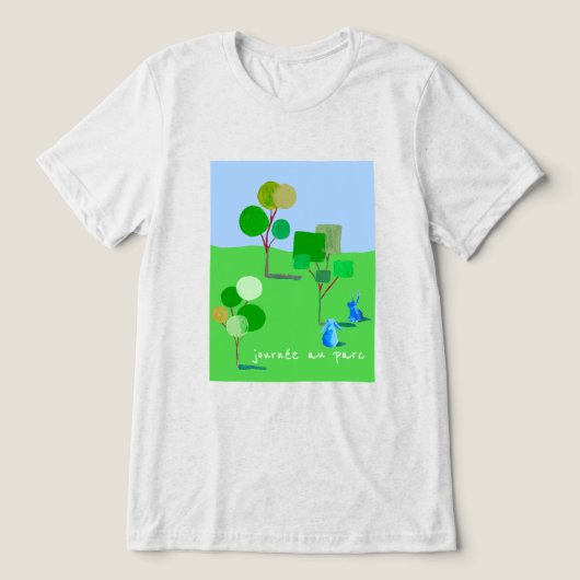 ウサギ万歳、公園の日 トライブレンドTシャツ (デザイン正面)