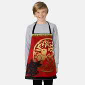 ウサギ中国のカスタム〔占星術の〕十二宮図誕生日AKA エプロン (着用した状態)