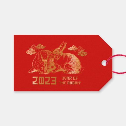 ウサギ中国の〔占星術の〕十二宮図旧正月 ギフトタグ (正面(横))