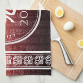 ウサギ兔赤金ゴールド中国の〔占星術の〕十二宮図月記号 キッチンタオル (四つ折り)