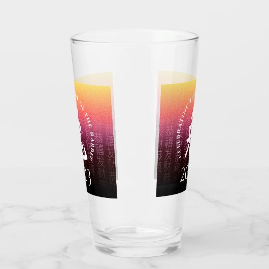 ウサギ兔赤金ゴールド中国の〔占星術の〕十二宮図月記号 タンブラーグラス (左)