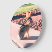 ウサギ写真イースター春 ラージ壁時計 (傾斜)