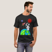ウサギ動物宇宙ロケット宇宙飛行士バニー Tシャツ (正面フル)