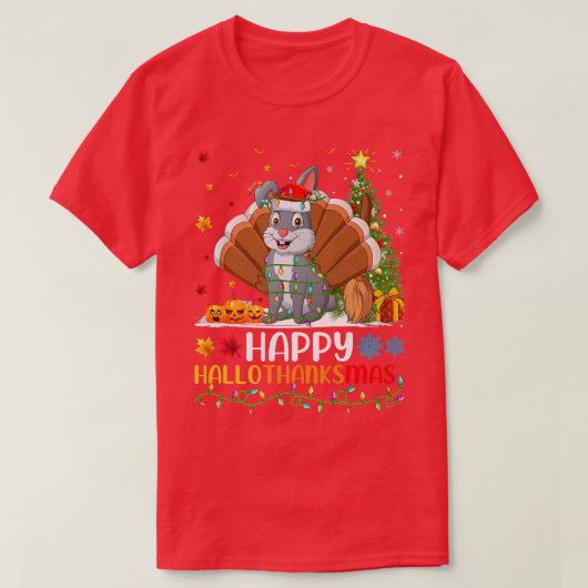 ウサギ動物愛好家おもしろいハッピーラビットハローサンキュー Tシャツ (デザイン正面)