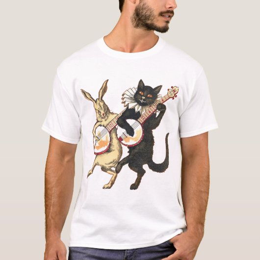 ウサギ及び猫の人の軽く短い袖のTシャツ Tシャツ (正面)