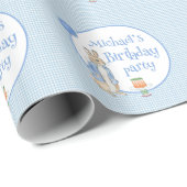 ウサギ名パーソナライズされた誕生日 ラッピングペーパー (ロールコーナー)