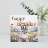 ウサギ吹のピンクバブルガムハッピーバースデー カード (スタンド正面)