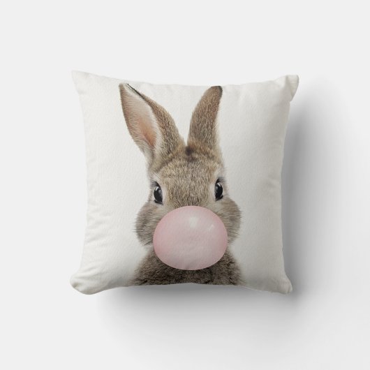 ウサギ吹のピンクバブルガム クッション (正面)