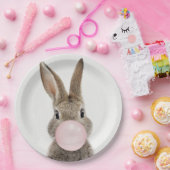 ウサギ吹のピンクバブルガム ペーパープレート (パーティー)