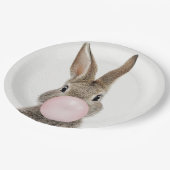 ウサギ吹のピンクバブルガム ペーパープレート (アングル)