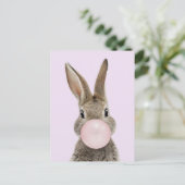 ウサギ吹のピンクバブルガム ポストカード (スタンド正面)