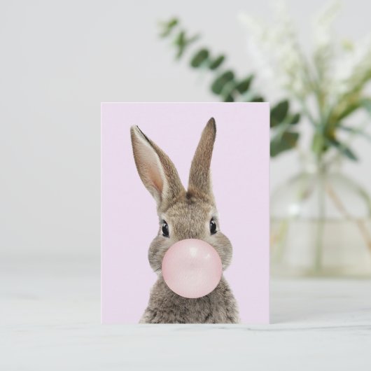 ウサギ吹のピンクバブルガム ポストカード (スタンド正面)