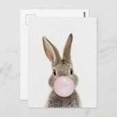 ウサギ吹のピンクバブルガム ポストカード (正面/裏面)