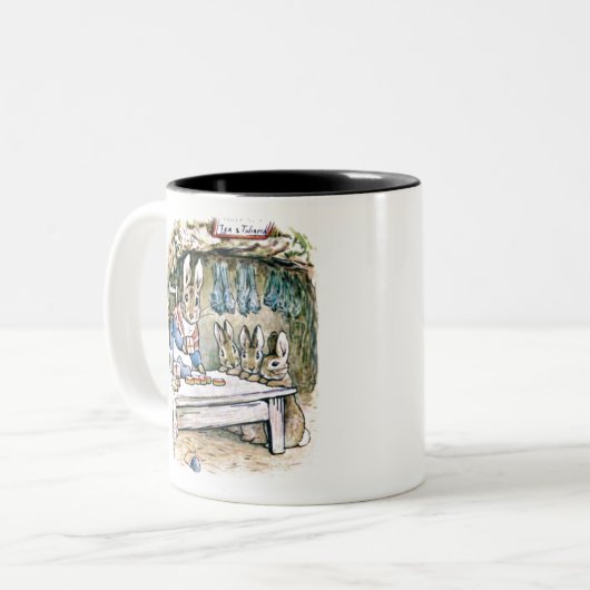 ウサギ夫人、酔っ払い剖検と綿尻尾 ツートーンマグカップ (正面左)