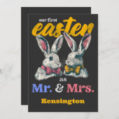 ウサギ夫婦の初めてのイースター 招待状 (正面/裏面)