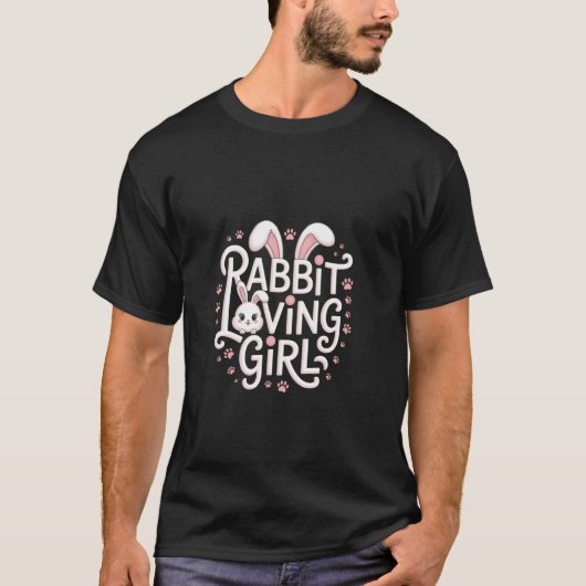 ウサギ好きな面白い女の子 Tシャツ (正面)