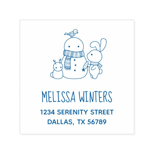 ウサギ建物雪だるまアドレス セルフインキングスタンプ (デザイン)