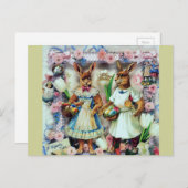 ウサギ復活祭ビクトリアンの卵をドレス シーズンポストカード (正面/裏面)