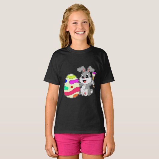 ウサギ復活祭絵を描卵 Tシャツ (正面フル)