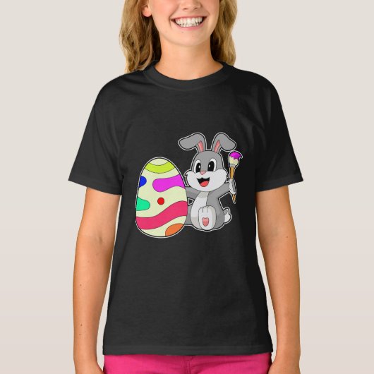 ウサギ復活祭絵を描卵 Tシャツ (正面)