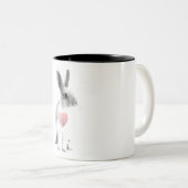 ウサギ愛のマグのウサギの赤の中心 ツートーンマグカップ (正面右)