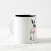 ウサギ愛のマグのウサギの赤の中心 ツートーンマグカップ (正面左)