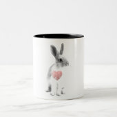 ウサギ愛のマグのウサギの赤の中心 ツートーンマグカップ (中央)