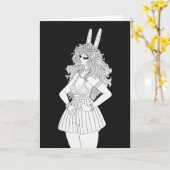 ウサギ擬人化 カード (黄色い花)
